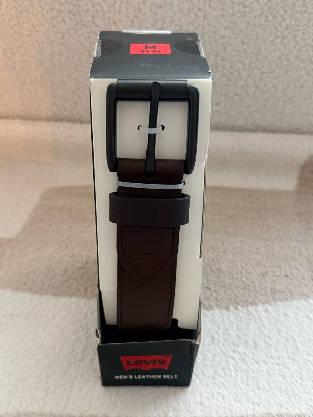 Brand New Levi's Brown Leather Men’s Belt with Black Buckle